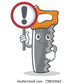 With sign hand saw character cartoon