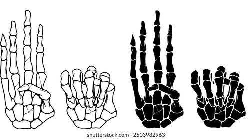 Sign hand signal for help skeleton hands vector illustration 