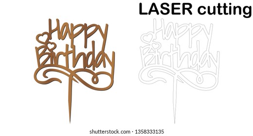 Sign Happy Birthday Cake Topper Laser Stock Vector (Royalty Free ...