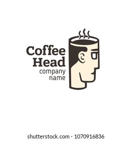 Sign of a head with a cup of coffee