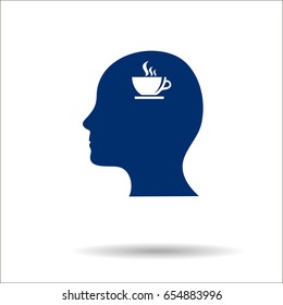 Sign of the head and a cup of coffee,