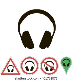 sign hearphones on white pointer