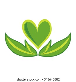Sign heart leaves vector illustration