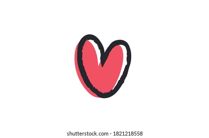 Sign of a heart. Love symbol doodle. Hand drawn vector illustration.
