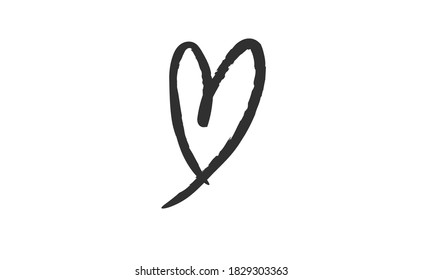 Sign of a heart. Love symbol doodle. Hand drawn vector illustration.