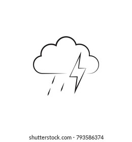 a sign of heavy rain with a thunder-storm icon. Elements of weather signs icon. Premium quality graphic design. Signs, outline symbols collection icon for websites, web design on white background