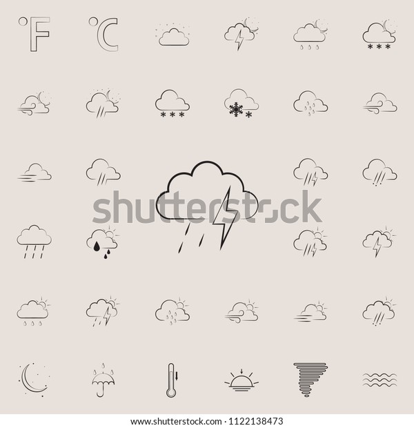 Sign Heavy Rain Thunderstorm Icon Detailed Stock Vector (Royalty Free ...