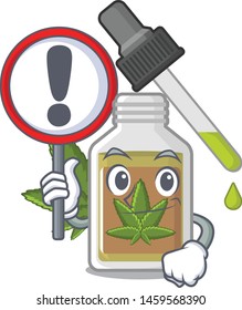 With sign hemp oil in the character bottle