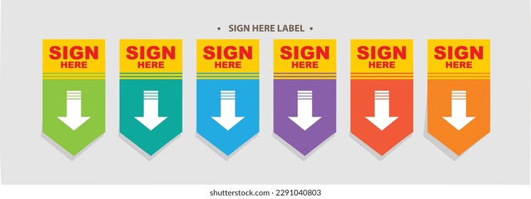 Sign Here Label Sticker with Arrow