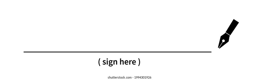 Sign here place with pen icon isolated on white