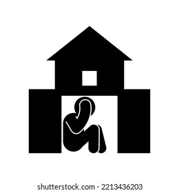 Sign hide in the basement. Vector illustration
