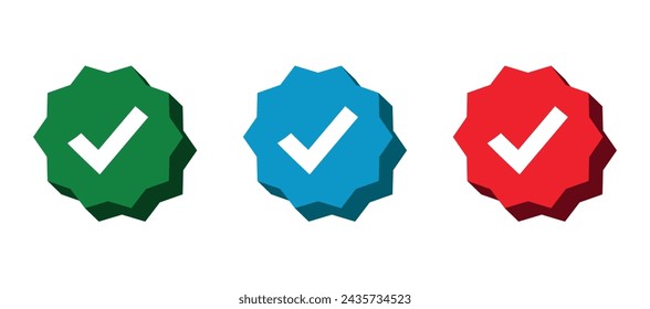 Signo de un producto de alta calidad. El elemento es una marca de verificación en una estrella tridimensional. EPS10
