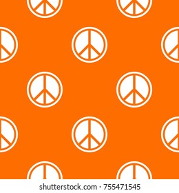 Sign hippie peace pattern repeat seamless in orange color for any design. Vector geometric illustration