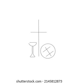 Señal de la sagrada comunión del pan y la ilustración del vector del vino