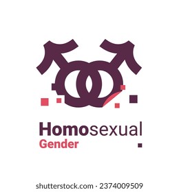 Zeichen für homosexuelles, Pixel-Gender-Logo Symbol einzeln auf weißem Hintergrund