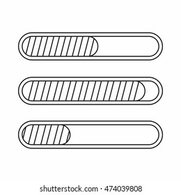 Sign horizontal columns load icon in outline style isolated on white background. Loading symbol
