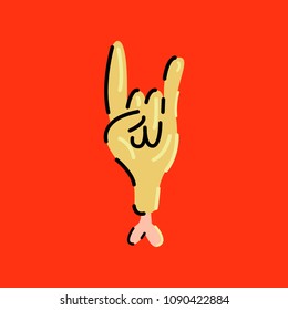 Sign of the horns colored vector illustration