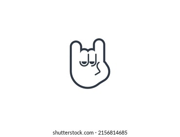 Sign of the Horns Gesture Emoticon. Vector Sign of the Horns Emoji