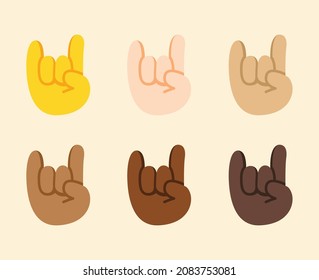 Sign of the Horns Gesture Icon. Sign of the Horns hand emoji. Sign of the Horns sign. All skin tone gesture emoji