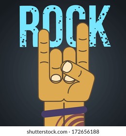 Sign of the horns, heavy metal symbol, vector illustration. Design for web, stickers, logo and app.