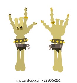 Sign of the horns heavy metal symbol, cartoon flat style vector illustration.