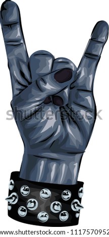 Sign of the horns - stylized vector for  tattoo, sticker for t shirt design