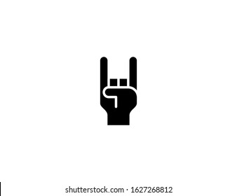 Sign of the horns vector flat icon. Isolated rock n roll hand emoji illustration 