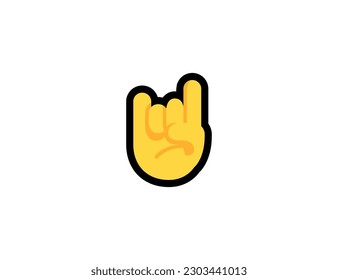 Zeichen der Hörner Vektorsymbol auf weißem Hintergrund. Rock n Roll Hand Emoji Illustration. Einzelhand-Emoji-Vektoremoticon