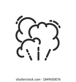Sign of a hot cloud of vapor when evaporating, linear icon. Editable stroke
