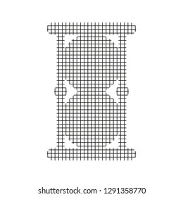 Sign hourglass, black on a white background, squares, vector