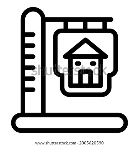 Sign of a house on a pillar icon. Outline sign of a house on a pillar vector icon for web design isolated on white background