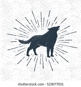 Sign of howling wolf isolated on white background.Vector illustration