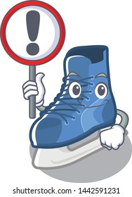 With sign ice skate isolated with the mascot