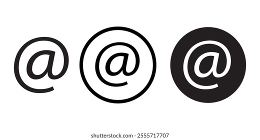 at sign icon, at sign for app, ui and website, at sign symbol, vector icon for an email address, vector illustration on transparent background