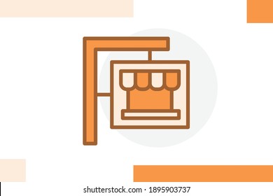 Sign icon  filled line color concept related market, store and shop business elements.
