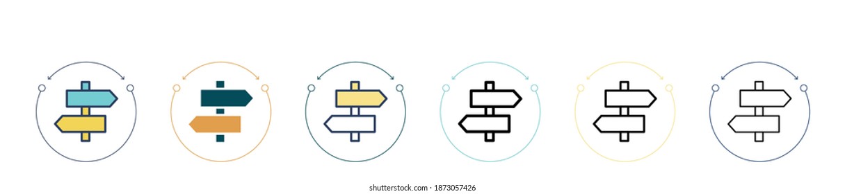 Sign icon in filled, thin line, outline and stroke style. Vector illustration of two colored and black sign vector icons designs can be used for mobile, ui, web