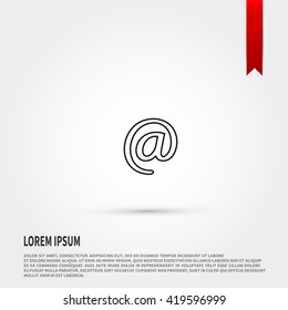 At sign icon. Flat style object. Art picture drawing. Eps 10. Web icons. 