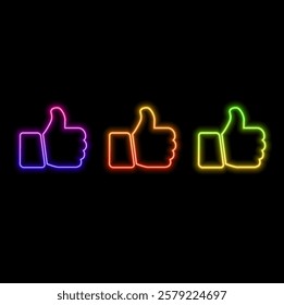 Sign icon. Hand with finger up symbol. neon style..