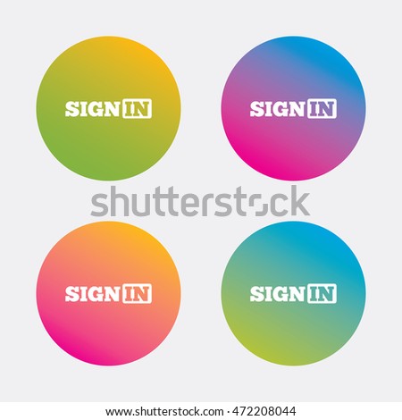 Sign in icon. Join symbol. Gradient flat buttons with icon. Modern design. Vector
