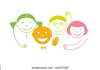 Sign, icon kids of different nationalities