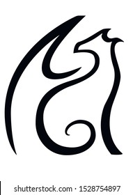 
Sign or icon for logo - stylized linear dragon - stock illustration.