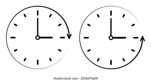 Sign icon the passage of time counterclockwise, Vector clock, minute and hour hands. concept of clockwise, counter clockwise