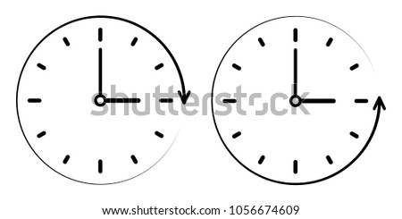 Sign icon the passage of time counterclockwise, Vector clock, minute and hour hands. concept of clockwise, counter clockwise