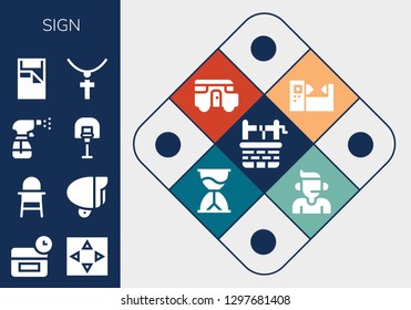  sign icon set. 13 filled sign icons. Simple modern icons about  - Water well, Anti age, Move, Baby chair, Lamp, Spray, Basketball, Bed, Jewelry, Machine, Caravan, Hourglass, Call center