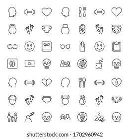 Zeichnen Sie Symbol-Set. Kollektion hochwertiger Umrisspiktogramme im modernen Flachstil. Schwarzes Symbol für Webdesign und mobile App auf weißem Hintergrund. Linienlogo EPS10

