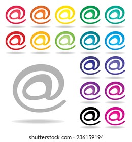 at sign icon set : colorful vector on white background : logo vector