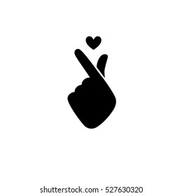 Sign icon symbol hand shape heart charity. Vector illustration. Korean symbol hand heart, a message of love hand gesture. Sign icon stylized for the web and print. The hand folded into a heart symbol.