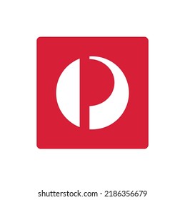 Sign icon symbol logo initial P red vector template design element isolated white background Australia Post service badge