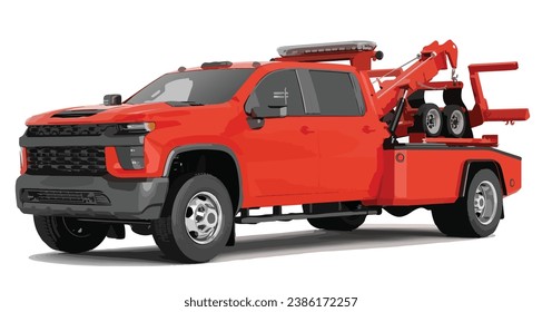 sign icon symbol logo red tow car crane pick up art side view road 3d auto design vector template realistic white GMC isolated Tahoe element safety help warning crane loader mover