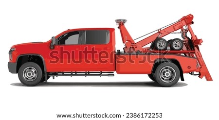 sign icon symbol logo red tow car crane pick up art side view road 3d auto design vector template white GMC isolated element safety warning crane loader mover